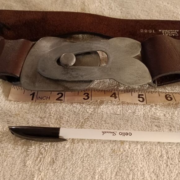 Vintage Garay Steel Gray Buckle Leather Belt - Picture 7 of 7